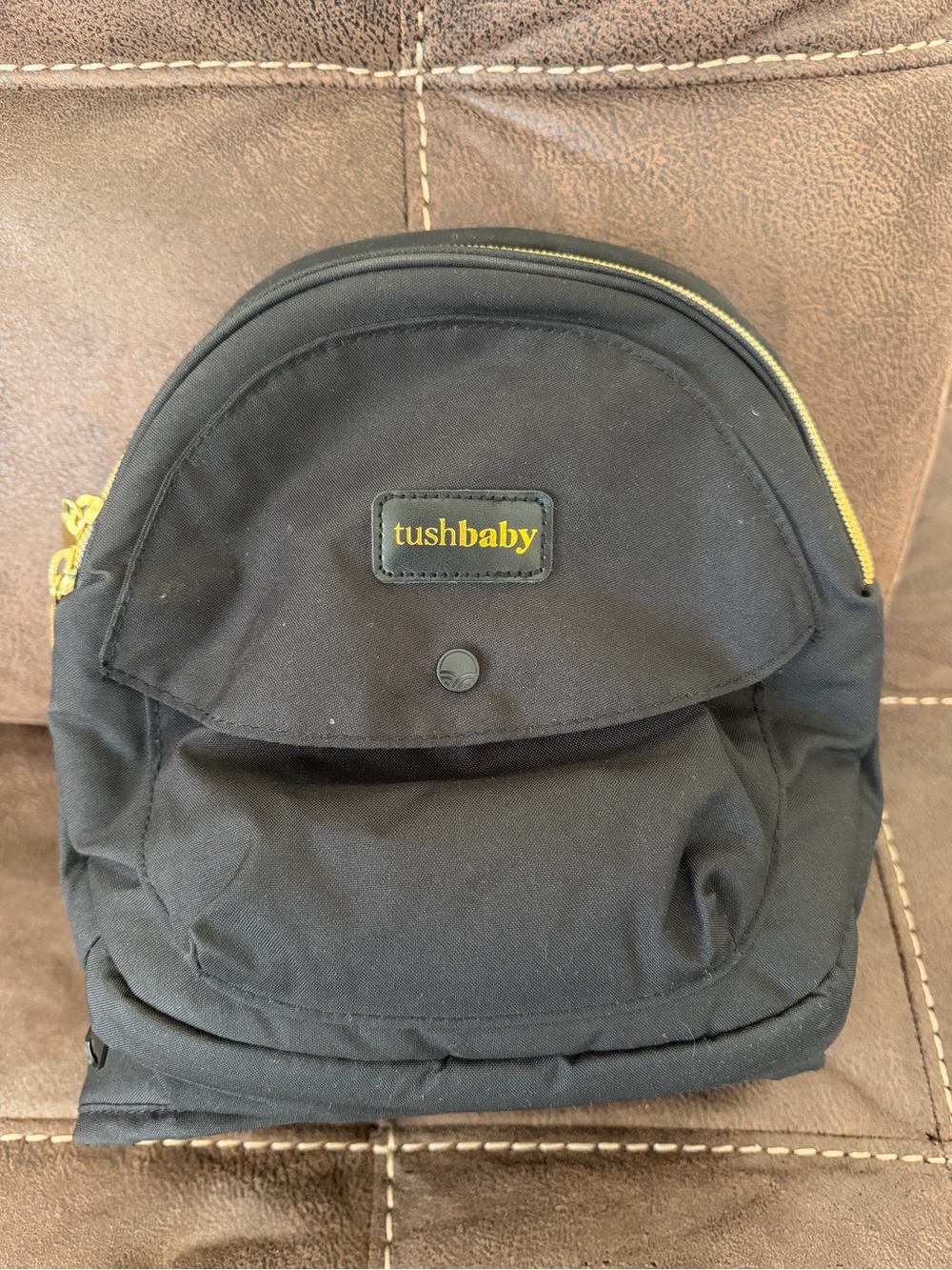 Tushbaby Black Baby Carry Bag with Gold Accents
